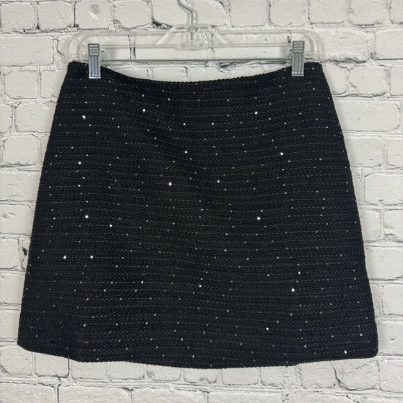NWT J Crew Natasha A-Line Mini Skirt Sequin Tweed Black Women 4 Business Casual - Picture 2 of 10